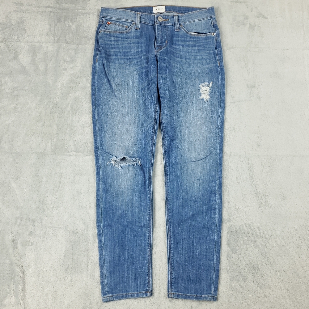 Hudson Jeans Womens 26 Krista Super Skinny Crop Low Rise Light Wash Y2K Holes